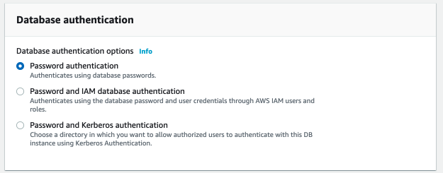 AWS RDS Postgres Database authentication Password Authentication